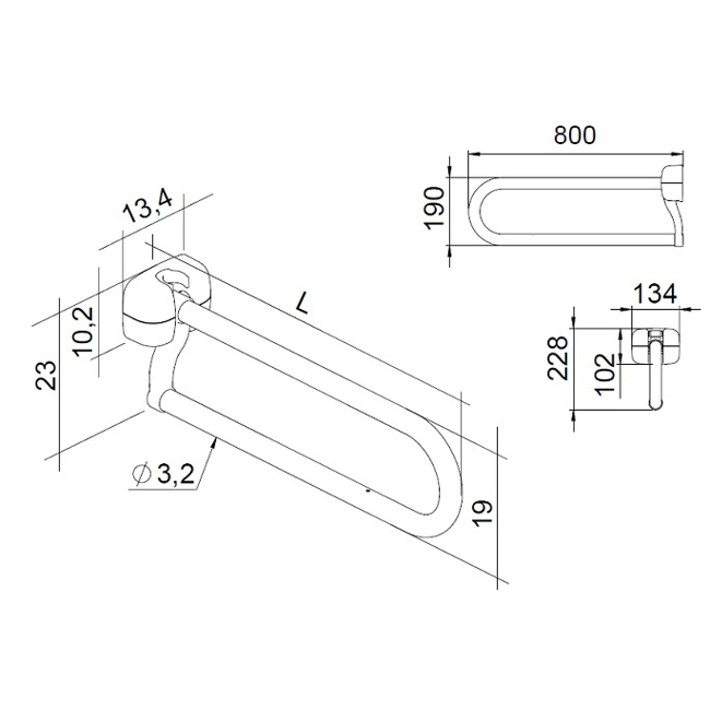 Vendita online Barra di sostegno in acciaio lucido L 80 cm.